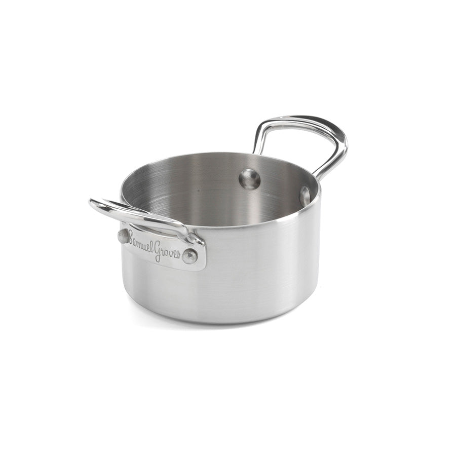 Samuel Groves minigryte i rustfritt stål, 9 cm, perfekt for porsjonsservering av sauser og småretter.