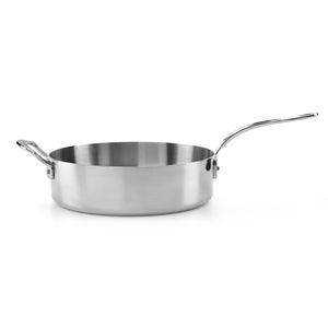 Rustfritt stål traktørpanne uten lokk, dyp form for tilberedning av risotto og andre retter.