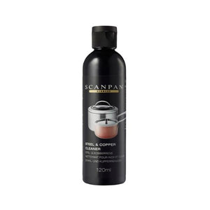 Scanpan Kobber- og Stålrens, 120 ml flaske for effektiv rengjøring av rustfritt stål og kobber, fjerner rust- og kalkflekker.