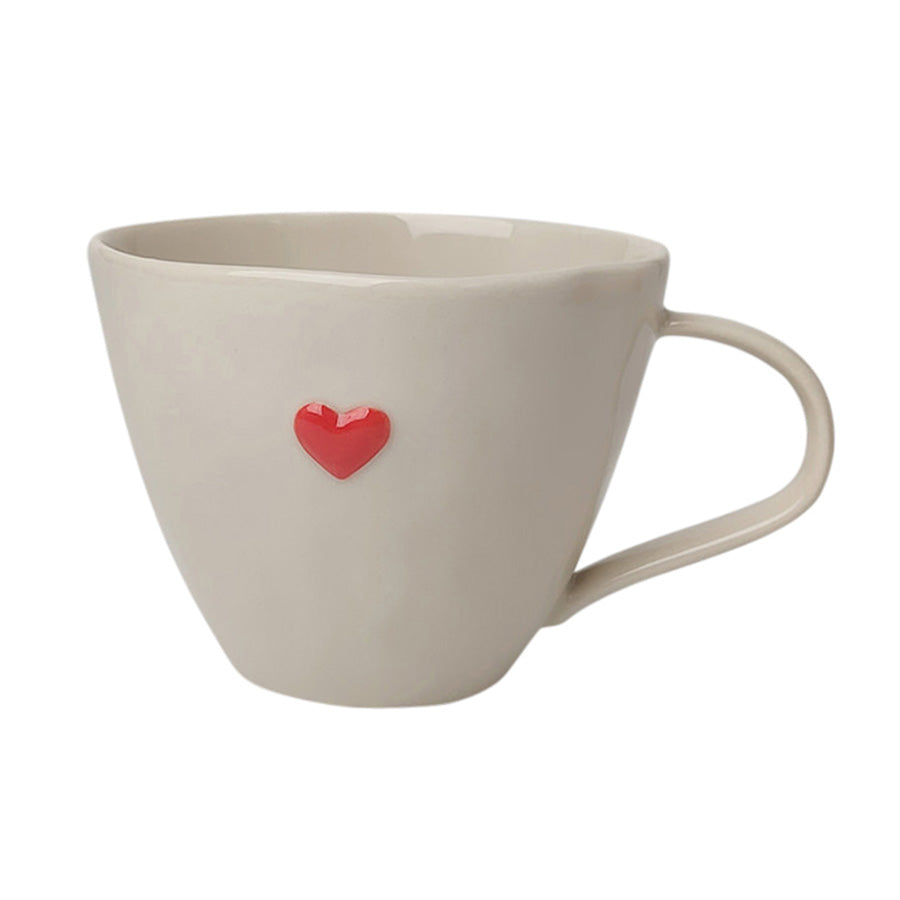 Seasons Love Collection krus med rødt hjerte – en sjarmerende helhvit 25cl kopp i porselen, perfekt som gave.