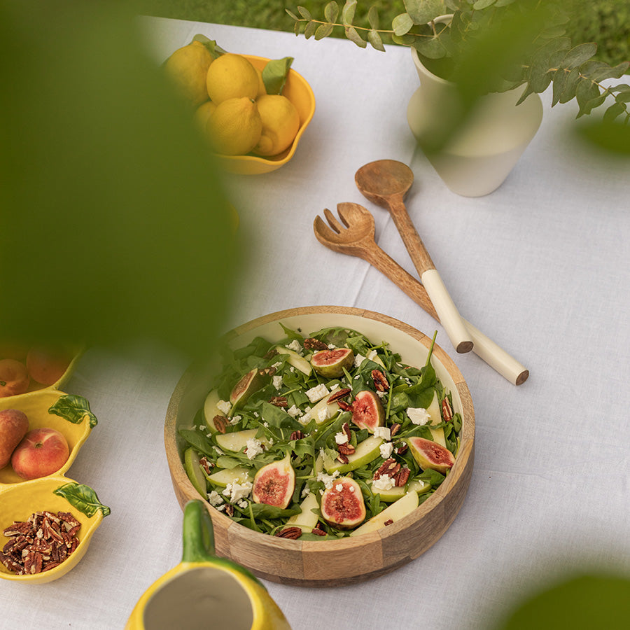 Seasons Summer Collection Salatbestikk Lyst Tre Med Hvit Emalje 35cm