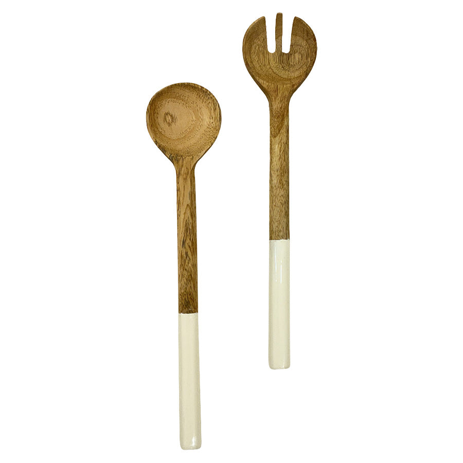 Seasons Summer Collection Salatbestikk Lyst Tre Med Hvit Emalje 35cm