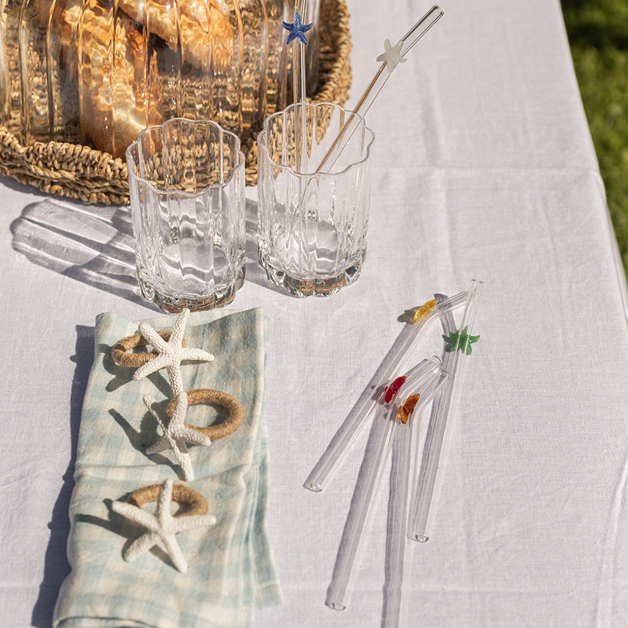 Flerfarget glassugerør fra Seasons Summer Collection med sjøstjerner, ideal for festlige anledninger.