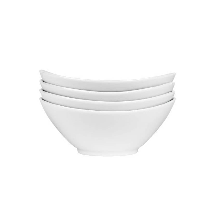 Porsgrunds Porselænsfabrik Sense Oval Skål i hvit porselen, 18,5 cm, 4 pk. Perfekte til servering av mat og snacks.