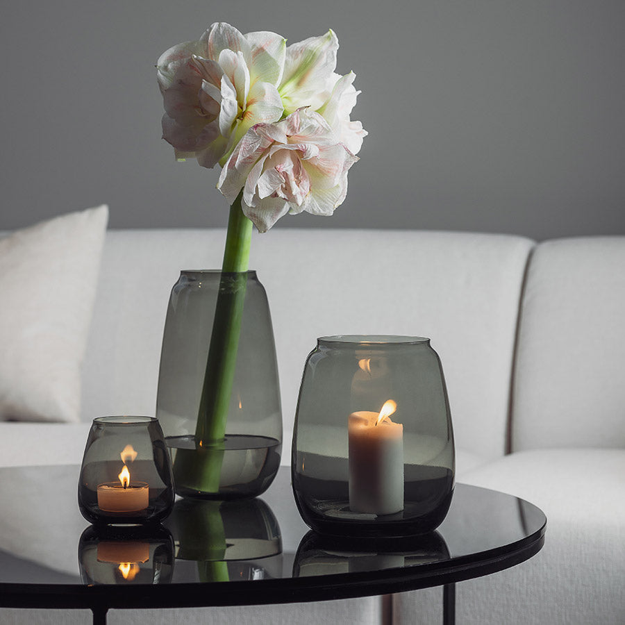 Hadeland Glassverk Siccori Vase 11cm Røkgrå