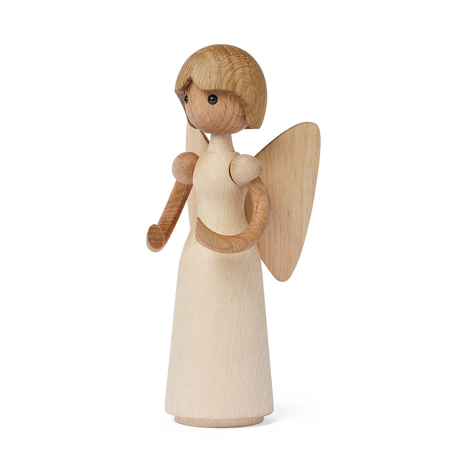 Spring Copenhagen Gloria Trefigur - detaljert visning av en trefigur med myke kurver og vinger, ideell for julefeiring.