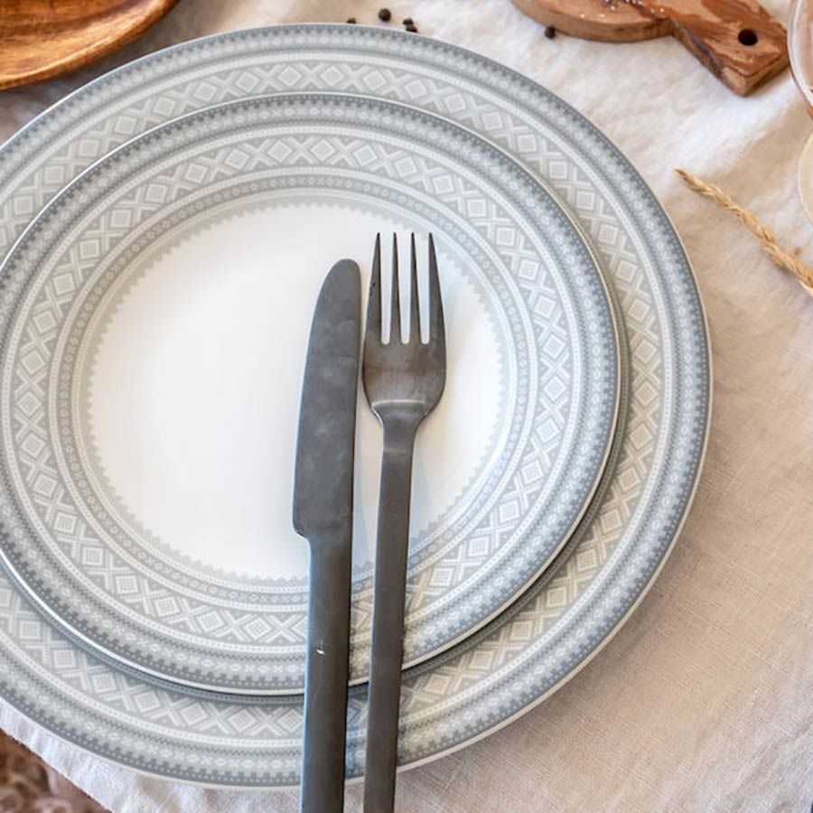 Porsgrunds Porselænsfabrik Marius Tallerken Flat 28 cm Grå 4pk