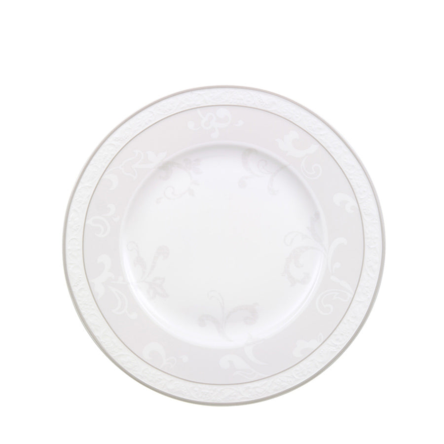 Villeroy & Boch Gray Pearl Asjett 22 cm - elegant og delikat tallerken med blomsterrelieffer, perfekt til frokost, lunsj, kake og dessert.