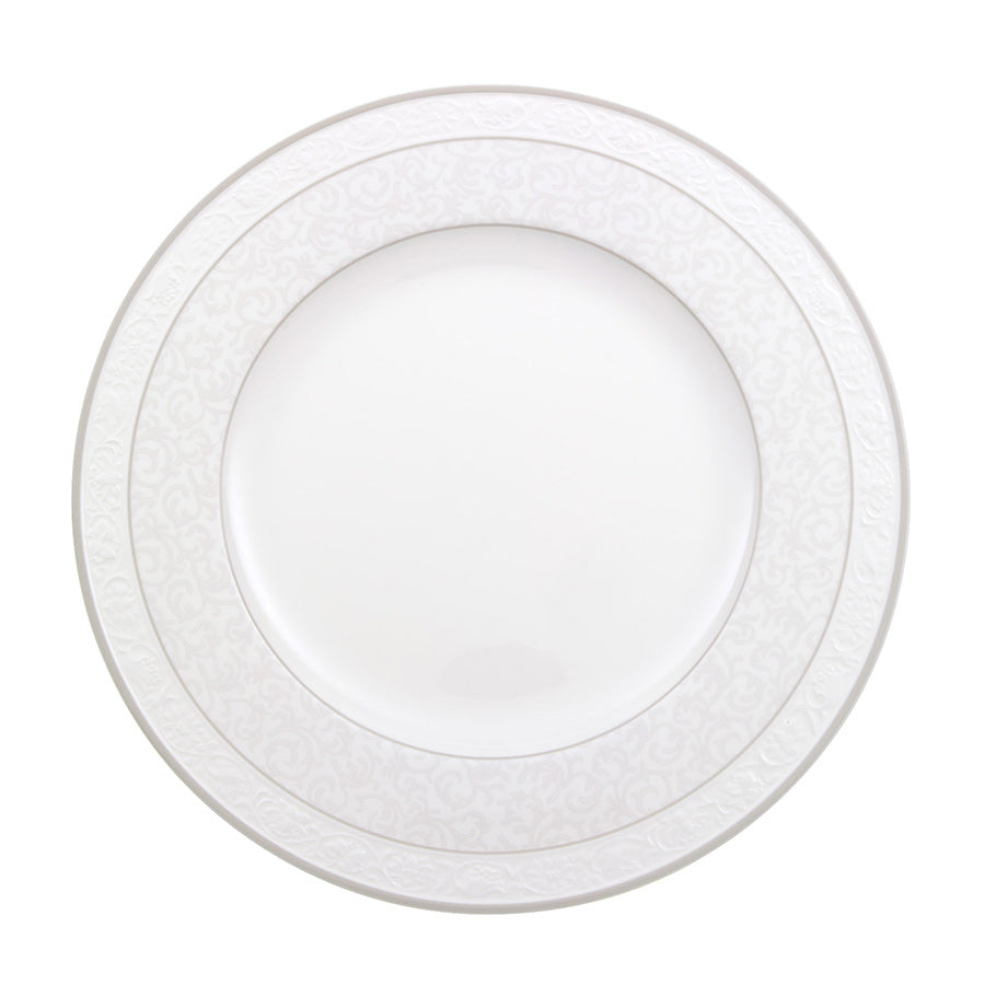 Villeroy & Boch Gray Pearl Tallerken 27cm, elegant middagstallerken med blomsterrelieffer, perfekt for festlige anledninger.