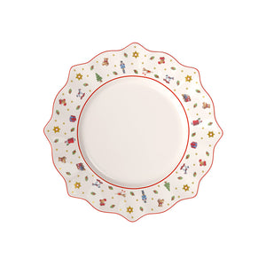 Villeroy & Boch Toys Delight tallerken 28,5 cm med bølget kant, rød dekor og nostalgiske julemotiver