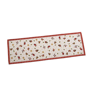 Villeroy & Boch Toy's Delight gobelin løper 96 x 32 cm med nostalgisk julemotiv, nøtteknekkere og pepperkakehus