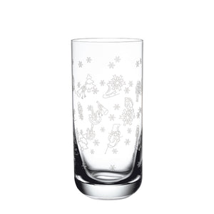 Villeroy & Boch longdrinkglass med nostalgiske julegraveringer, perfekt for lange drinker og festlige anledninger.