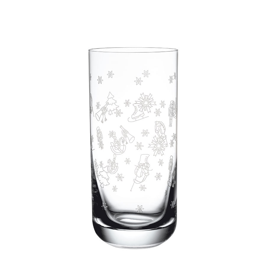 Villeroy & Boch longdrinkglass med nostalgiske julegraveringer, perfekt for lange drinker og festlige anledninger.