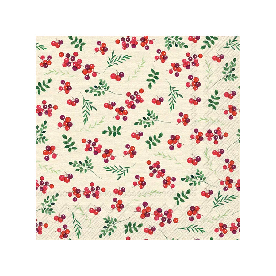 Vinding Servietter Berry Allover Cream 33x33cm 12pk