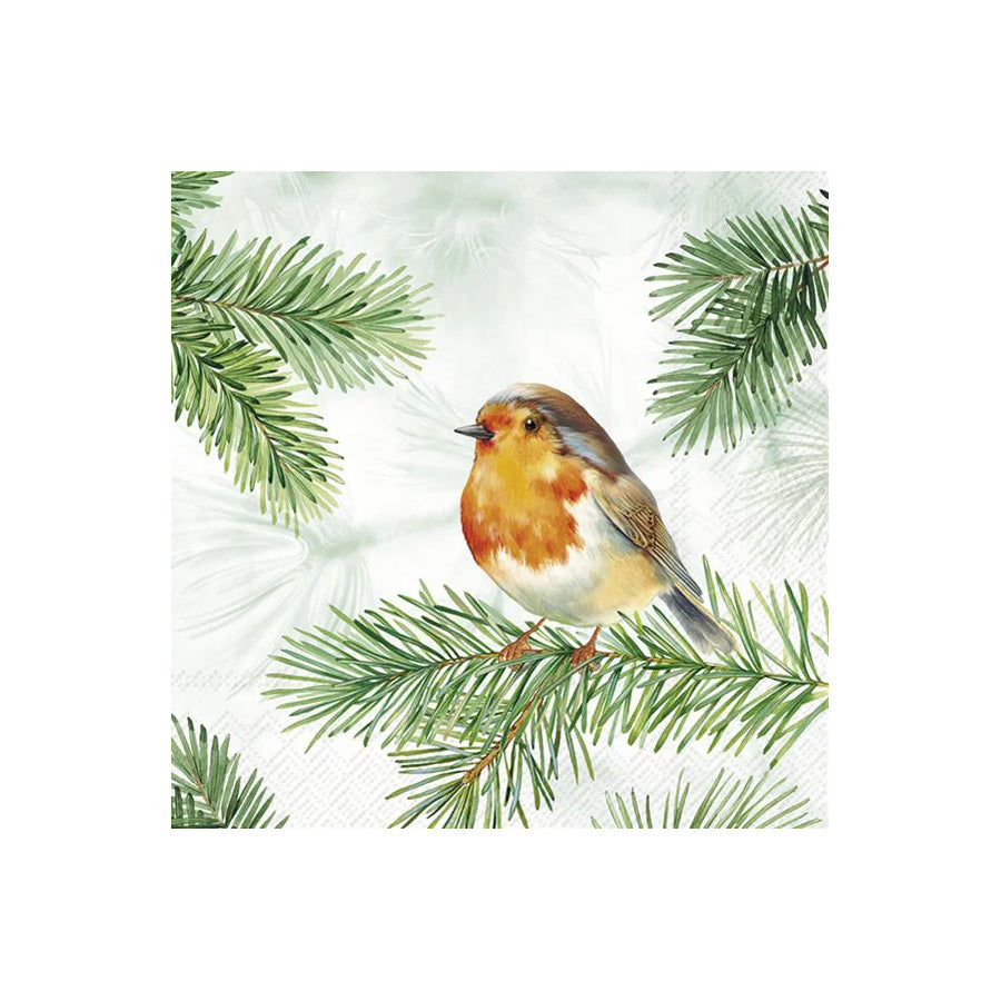 Vinding Servietter Charming Robin Green 25x25cm 12pk