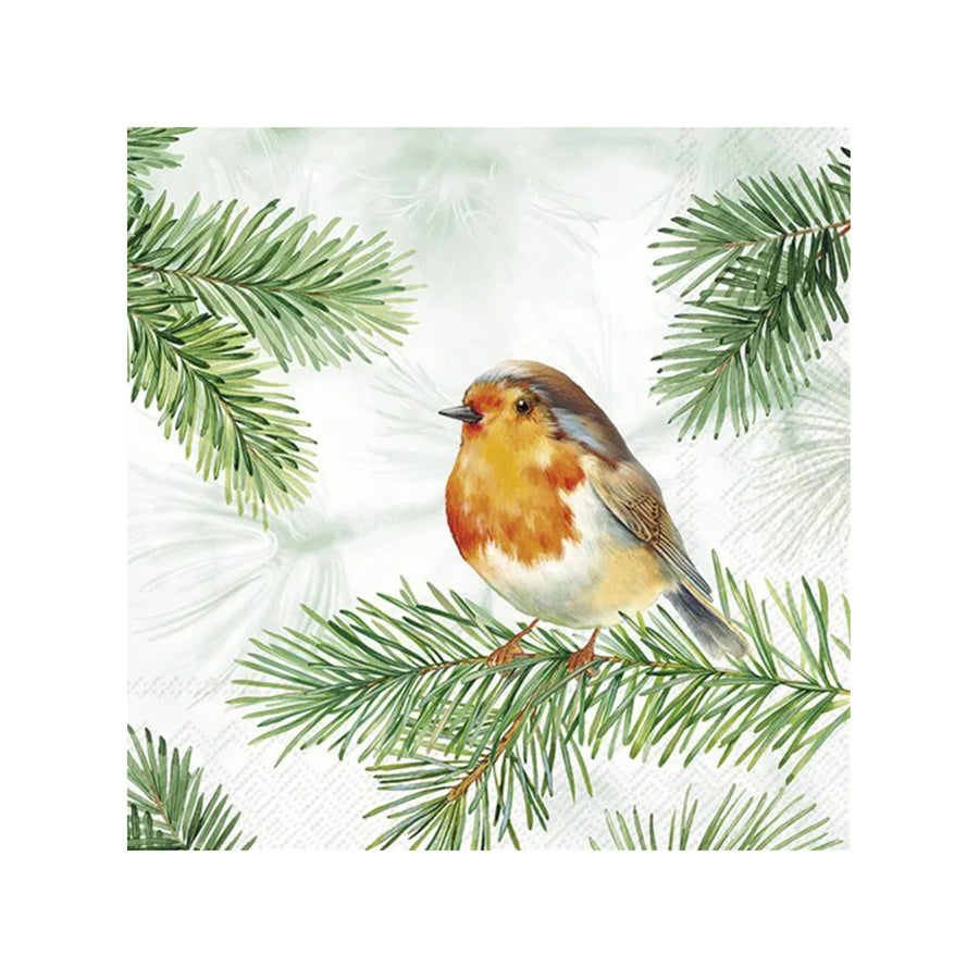 Vinding Servietter Charming Robin Green 33x33cm 12pk