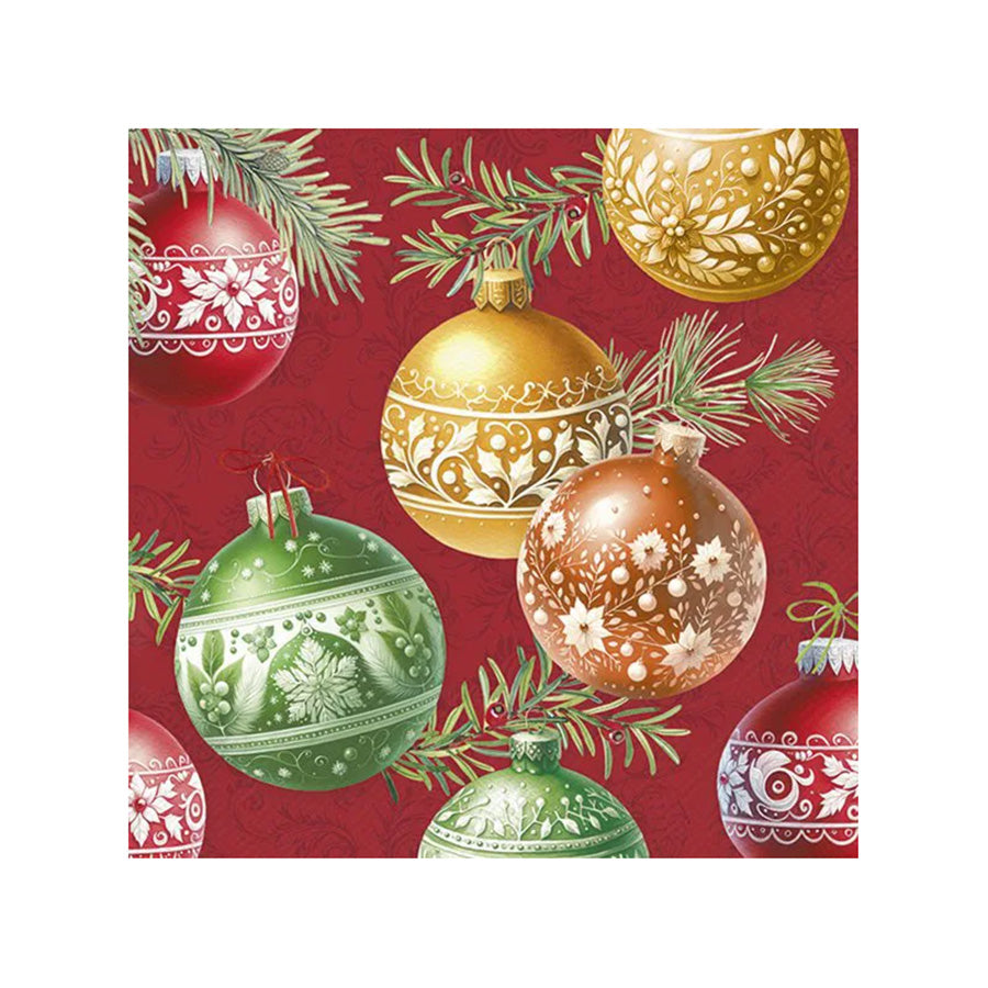 Vinding Servietter Christmas Bubbles Red 33x33cm 12pk