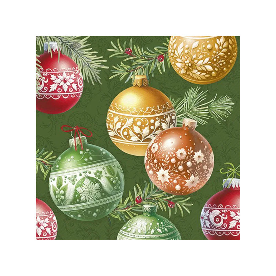 Vinding Servietter Christmas Bubbles Green 33x33cm 12pk