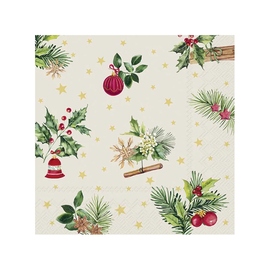 Vinding Servietter Christmas Elements Cream 33x33cm 12pk