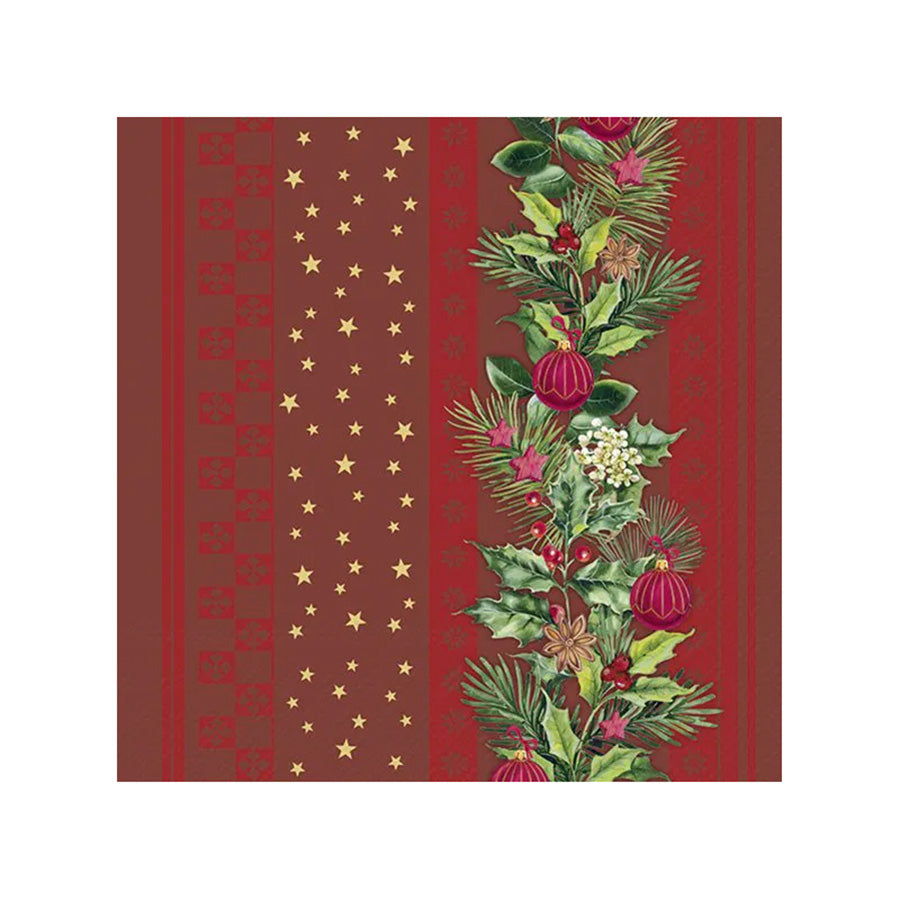 Vinding Servietter Christmas Elements Stripes Red 33x33cm 12pk