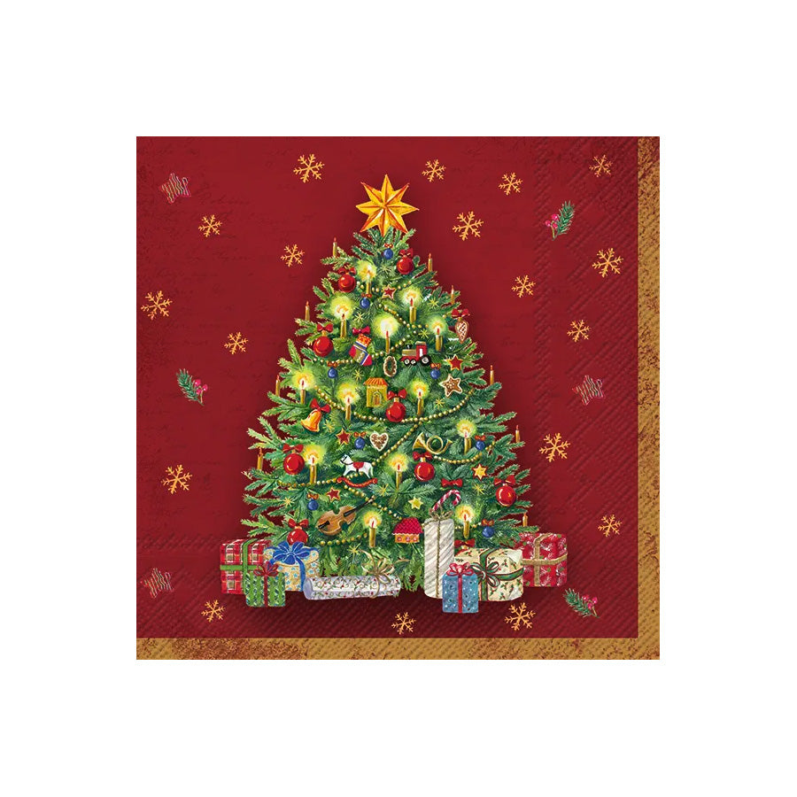 Vinding Servietter Festive Tree Red 25x25cm 12pk