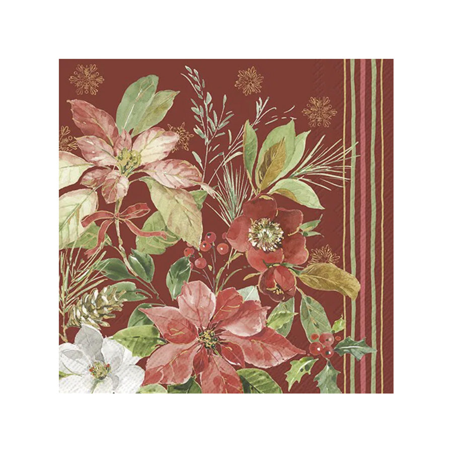 Vinding Servietter Poinsettia Bouquet Red 33x33cm 12pk