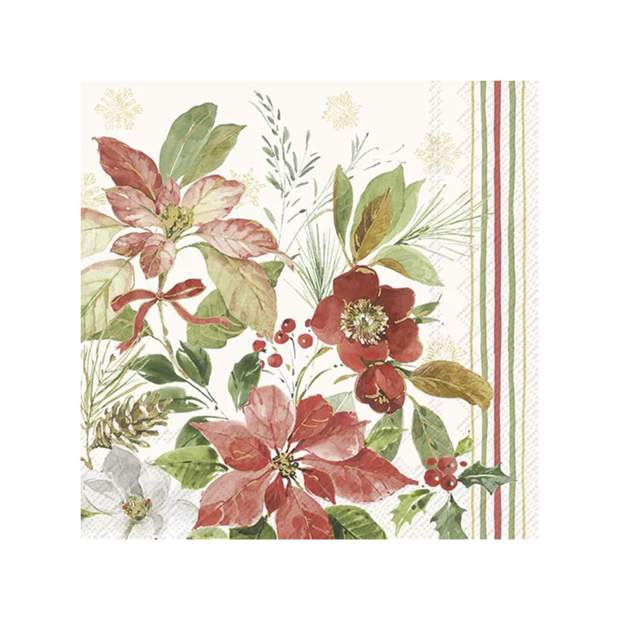 Vinding Servietter Poinsettia Bouquet Cream 33x33cm 12pk