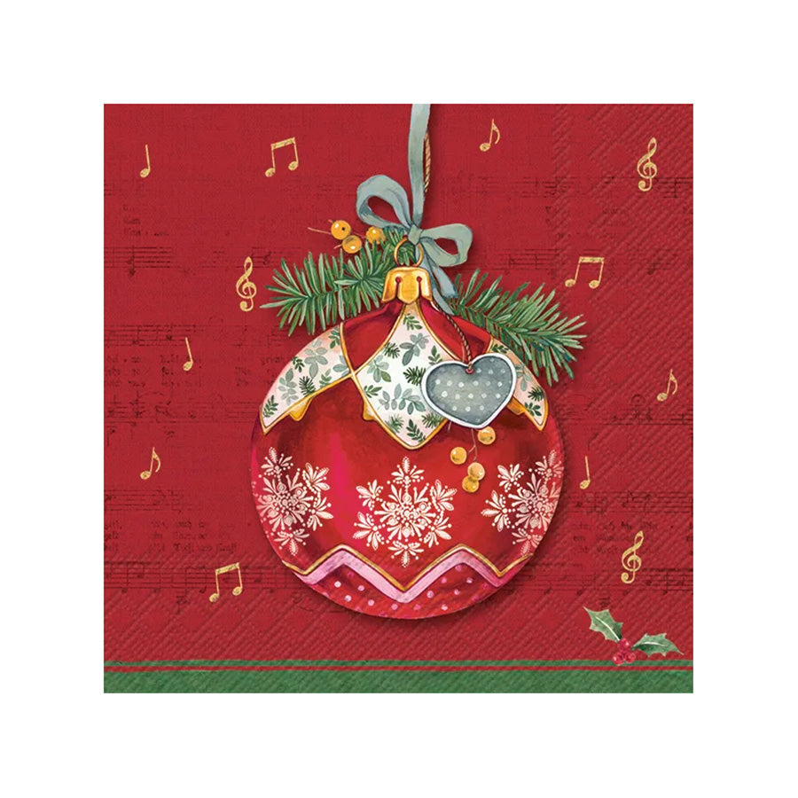 Vinding Servietter Christmas Bauble Red33x33cm 12pk