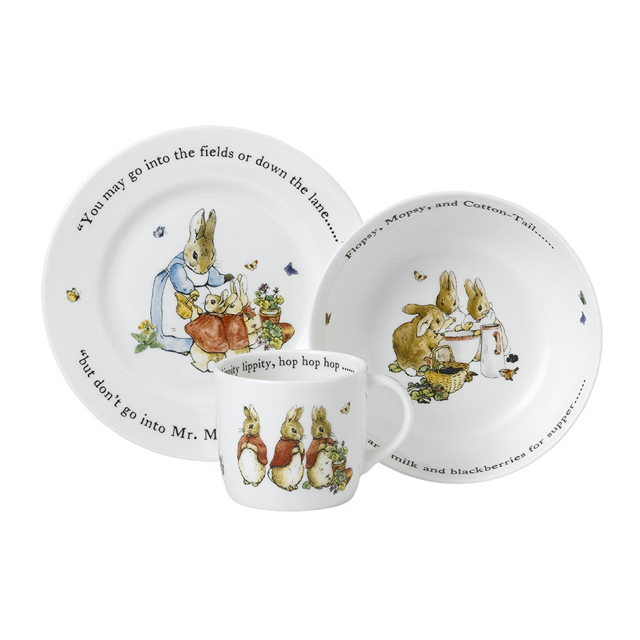 Wedgwood Flopsy Mopsy & Cottontail Barneservise 3 deler