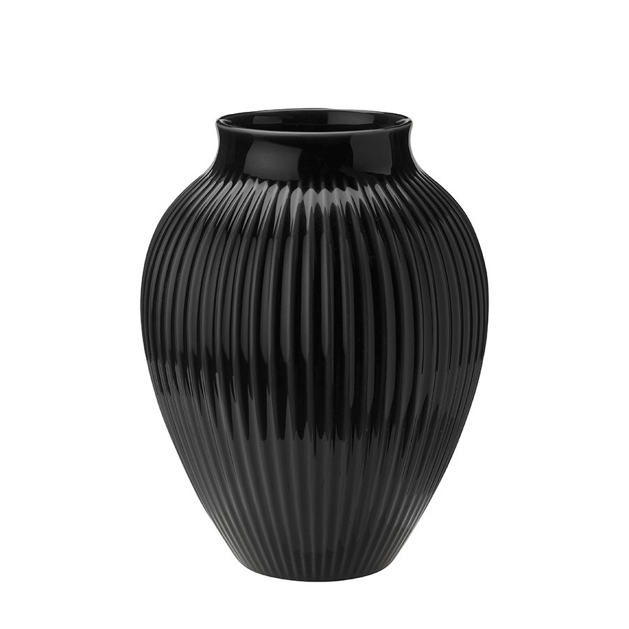 Knabstrup Keramik Vase 27cm Riflet Svart Hjem og hage - Dekor - Vaser